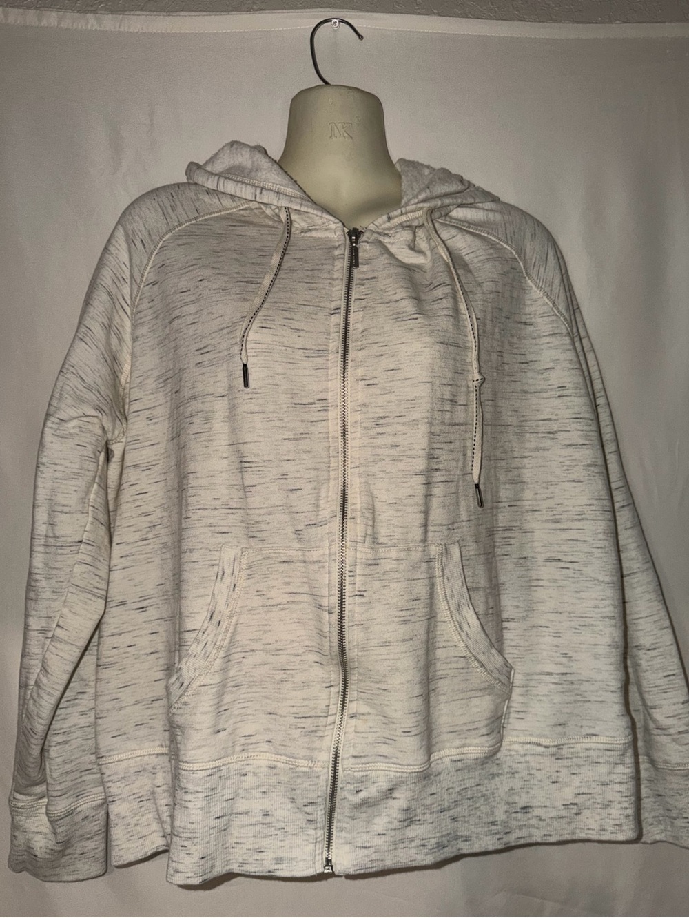 Eddie Bauer Cream Marled Full-Zip Hoodie sweater